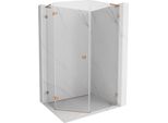 Mexen Lunar L Cabina Doccia Pentagonale A Battente Sinistra 80 X 90 Cm, Trasparente, Rame Spazzolato - 831L-080L-090P-65-00-L