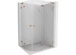 Mexen Lunar L Cabina Doccia Semicircolare A Battente Destra 100 X 90 Cm, Trasparente, Rame Spazzolato - 833L-100P-090L-65-00