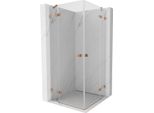 Mexen Lunar Duo Cabina Doccia Battente 85 X 85 Cm, Trasparente, Rame Spazzolato - 834-085L-085P-65-00