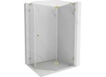 Mexen Lunar L Cabina Doccia Pentagonale A Battente Destra 100 X 90 Cm, Trasparente, Oro - 831L-100P-090L-50-00-P