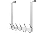 Ganci Per Porta In Acciaio Inox Senza Foratura - Lista Ganci Per Porta A 6 Ganci - Bagno Camera Da Letto - Appendiabiti Per Porta Interna Argento Copri Porta