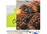 Oh Art! Dipingere Con I Numeri Paesaggio - Way Home 50X40 Cm - Set Fai Da Te Su Tela Con Telaio, Colori Acrilici, 3 Pennelli E Accessori Adulti E Bambini