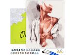 Oh Art! Pittura Con I Numeri Per Adulti - Donna In Camicia 40X50 Cm Set Fai Da Te Su Tela Con Cornice, Colori Acrilici, 3 Pennelli E Accessori - Nudo Erotico E Sexy