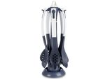 Set Di Utensili Da Cucina Excellent Houseware Con Supporto, Nylon/Plastica, 20X39,5 Cm, Nero/Crema