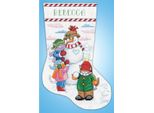 Kit Per Ricamo A Punto Croce Design Works "Calza Di Natale Con Pupazzo Di Neve E Gatti"", Schema Contato, 43X30Cm"