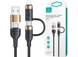 Usams Kabel Pleciony U62 2Xusb-C/Usb-A/Lightning 1,2M Pd Fast Charge Czarny/Nero Sj483Usb01 (Us-Sj483)