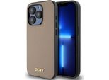 Dkny Dkhmp15Xpghlme Custodia Rigida Per Iphone 15 Pro Max 6.7 BeżOwy/Beige Logo In Metallo Granulato Magsafe