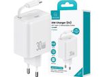 Usams ŁAd. Siec. 1Xusb-C Ze Zwijanymkablem Usb-C Retrattile Pd+Qc 30W Gan Ricarica Rapida BiałY/Bianco Serie Yc Cc241Tc02 (Us-Cc241)