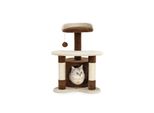 Albero Tiragraffi E Giochi Lionto, Albero Per Gatti Robusto Da 65 Cm Con Steli In Sisal, Grotta In Peluche E Palla Da Gioco, Ideale Per Gatti Di Piccola Taglia, Marrone/Beige