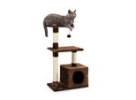 Tiragraffi Per Gatti Lionto, Albero Tiragraffi E Giochi Compatto Da 85 Cm Con Grotta, 2 Piattaforme, Palla Di Peluche E Bastoncini Di Sisal, Con Supporto A Parete, Marrone