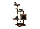 Tiragraffi Lionto Per Gatti Alto 112 Cm, Con Grotta, Corda In Sisal, Palline Di Peluche E Supporto Da Parete, Albero Da Arrampicata Compatto, Marrone
