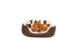 Cuccia Per Cani Lionto, Elegante Cesto Per Cani 4 In 1, Idrorepellente, Antigraffio E Di Facile Manutenzione, 65X50 Cm, Marrone/Beige