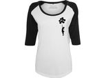 Merchcode Female Shirt Ladies Brandalised - Banksy´S Graffiti Balloons Raglan Tee Bianco/Nero-Xl