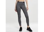 DáMské Leginy Urban Classics Ladies Active Melange Logo Leggings Carbone/Bianco/Nero - M