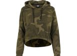 Urban Classics Donna - Felpa Con Cappuccio Camo Cropped Oliva Camo - M