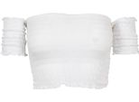 DáMské TíLko Urban Classics Ladies Cropped Cold Shoulder Smoke Top Bianco - L
