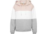 Urban Classics Donna - Felpa Con Cappuccio Oversize 3-TONE Rosa - Xs