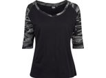 Urban Classics Female Shirt Donna 3/4 Contrast Raglan Tee Nero/Darkcamouflage-Xs
