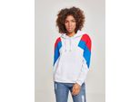 DáMská Mikina Urban Classics Ladies Oversize 3-Tone Block Hoody Wht/Firered/Brightblue - S