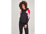 DáMská Mikina Urban Classics Ladies Oversize 3-Tone Block Hoody Blk/Firred/Coolpink - M