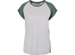 DáMské TričKo Urban Classics Ladies Contrast Raglan Tee Lightgrey/Paleleaf - Xl