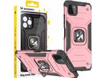 Wozinsky Anello Armatura Custodia Ibrida Blindata + Supporto Magnetico Samsung Galaxy A22 4G Rosa