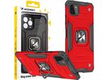 Wozinsky Anello Armatura Custodia Ibrida Blindata + Supporto Magnetico Samsung Galaxy A22 4G Rosso