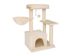 Tiragraffi Compatto Lionto 85 Cm, Albero Per Gatti Salvaspazio Con Palla Da Gioco, Tronco In Sisal E Superficie Tiragraffi, Beige