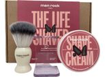 Menrock The Life Shaver Crema Da Barba Al Melograno Nero 100Ml + Pennello Da Barba + Supporto Per Pennello