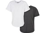 Urban Classics Boys - Tee Lunga Con Risvolto 2 Pezzi Antracite+Bianco - 146/152