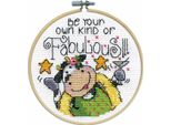 Kit Per Ricamo A Punto Croce Design Works Con Cerchio Da Ricamo "Fabulous"", Schema Di Conteggio, Diam. 10 Cm"