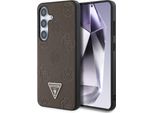 Etui Guess Grained Hot Stamp Peony Pattern Triangle Logo Magsafe Do Samsung Galaxy S25 BrąZowy