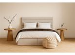 Letto A Molle Insacchettate Gutto Bella Senza Piedi - Compreso Materasso A Molle Insacchettate - Lusso E Comfort Combinati!!! Letto In Velluto Crema Senza Piedi!!!