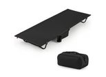 Lettino Da Campeggio Costway 193 X 70 Cm, Lettino Da Campeggio Ultraleggero Con Tasca Laterale, Letto Pieghevole Portatile, Lettino Da Campeggio 150 Kg Di Portata Nero