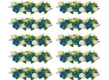 Bouquet Di Fiori Artificiali 10X, 500X220X120Mm, Composizione Di Rose Artificiali Blu E Bianche - Composizioni Floreali Decorative Per Matrimoni Ed Eventi