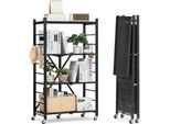 Scaffale Pieghevole A 4 Livelli Pieghevole Nero - Scaffale Resistente 33X66X117Cm - Scaffale Pieghevole Per L'archiviazione E L'organizzazione
