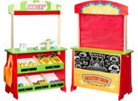 Set Di Giochi In Legno 2 In 1 - Teatro Delle Marionette E Negozio - Set Di Giochi Per Bambini A Doppia Faccia