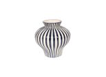 Ambia Home Vase , Weiß, Dunkelblau , Keramik , rund , 21 cm , zum Stellen, auch für frische Blumen geeignet , Dekoration, Vasen, Keramikvasen