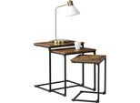 Set Di Tavolini TjöRn Set Di 3 Tavolini Da Divano 3 Pezzi Tavolini Da Salotto Struttura In Metallo Tono Legno Scuro