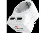 Skross Country Travel Adapter - Adattatore Di Corrente - 15 A - 3 Porte Di Uscita (2 X Usb, Spina Usa A 2 Poli) - Bianco (1.50