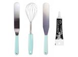 Utensili Da Cucina 1 Frusta + 2 Spatole + Penna Nera Per Glassa