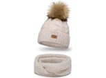 Pamami Set Invernale Donna Ai Ecru Taglia Unica