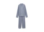 Tom Tailor Damen Pyjama-Set Mit Streifenmuster, Blau, Gestreift, Gr. 44