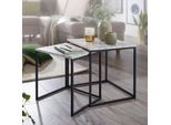 Finebuy Tavolino Di Design Set Di 2 Tavolini In Marmo Bianco Tavolino Da Caffè 2 Pezzi Struttura Del Tavolo Nero Tavolini Da Salotto Piccoli Tavolini Moderni