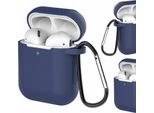 Custodia Per Airpods 2 / Airpods 1 Custodia Morbida In Silicone Per Cuffie + Moschettone Hangtag Blu (Custodia D)