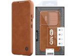 Nillkin Qin Pelle Pro Case Custodia Per Samsung Galaxy S22+ (S22 Plus) Camera Cover Custodia A Fondina Con Patta Marrone