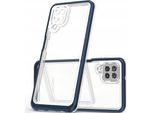 Custodia Clear 3In1 Per Samsung Galaxy A12 5G Gel Cover Con Cornice Blu