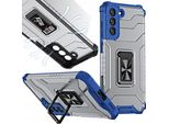Anello Di Cristallo Custodia Ibrida Blindata + Supporto Magnetico Samsung Galaxy S22+ (S22 Plus) Blu
