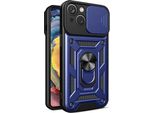 Custodia Blindata Hybrid Armor Camshield Per Iphone 14 Plus Con Copertura Della Fotocamera Blu