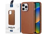 Dux Ducis Napoli Custodia Iphone 14 Pro Cover Magnetica In Pelle Magsafe Brown
